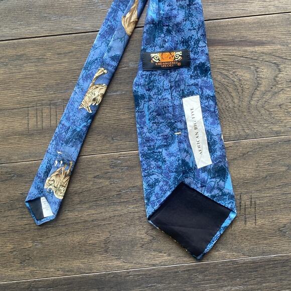 ENDANGERED SPECIES Tie Series African Big Five Print 100% Silk Safari - Picture 3 of 5